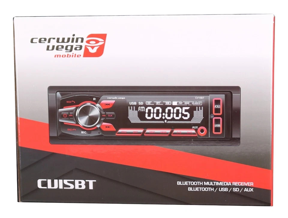Cerwin Vega CV15BT Single Din Multimedia Receiver AM/FM with Bluetooth