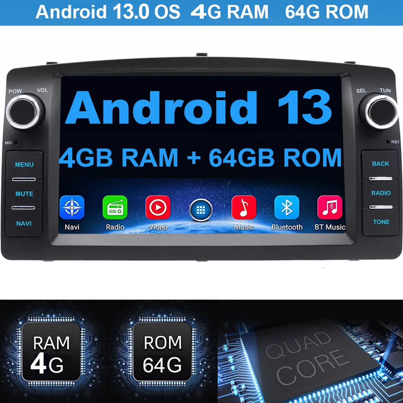 4+64G Apple Carplay For Toyota Corolla 2000-2006 Car Stereo Radio GPS Navi WIFI