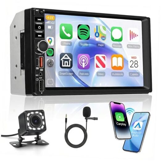 Wireless Carplay Android Auto Double Din Car Radio Stereo, Wireless Carplay+USB
