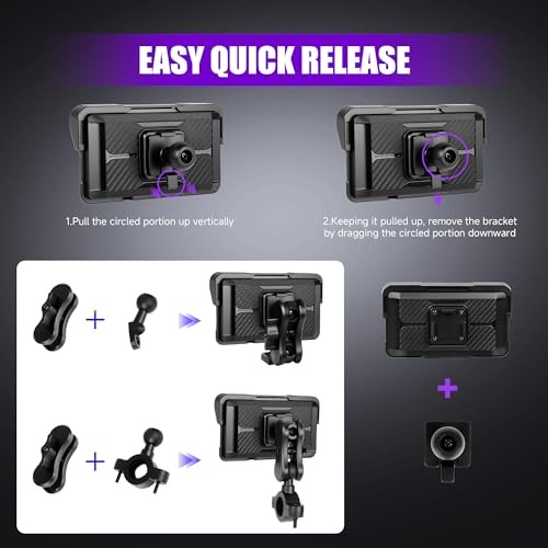 5 Inch Motorcycle Carplay Screen with Wireless Carplay Android Auto for Car,