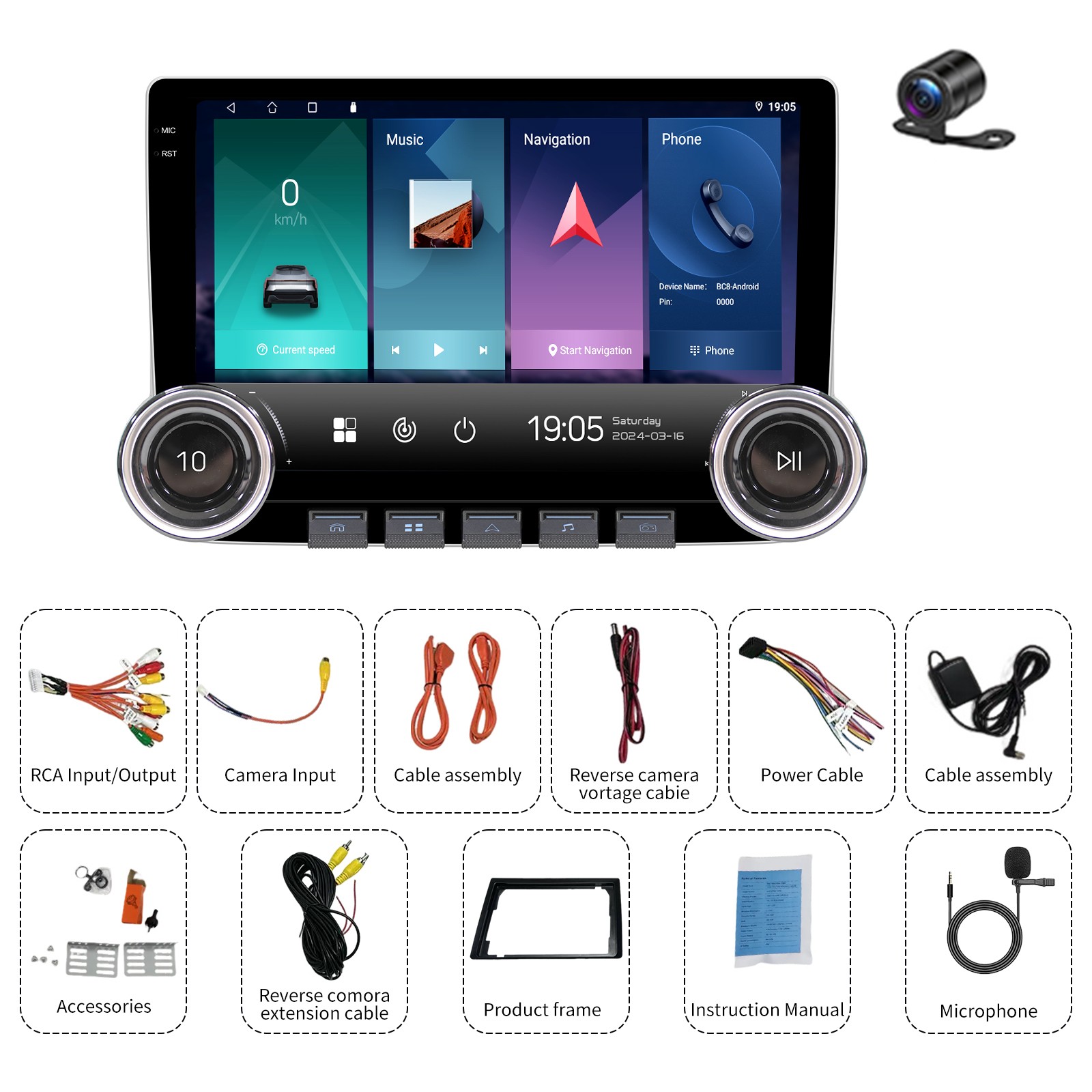 Double Din 10.1″ 4G+64G Car Stereo Wireless CarPlay Android Auto Radio 5G GPS BT