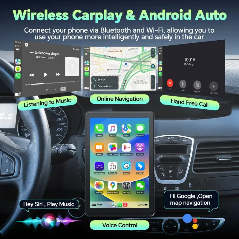 LAMTTO 8-inch Carplay Screen for cars, Suction cup Mount & Magnetic Holder