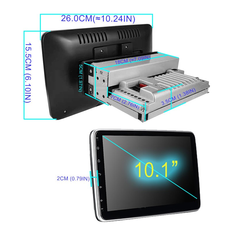 10.1-inch Navigator: Detachable 360° Rotating Head Single Spindle + USB ADAS DVR
