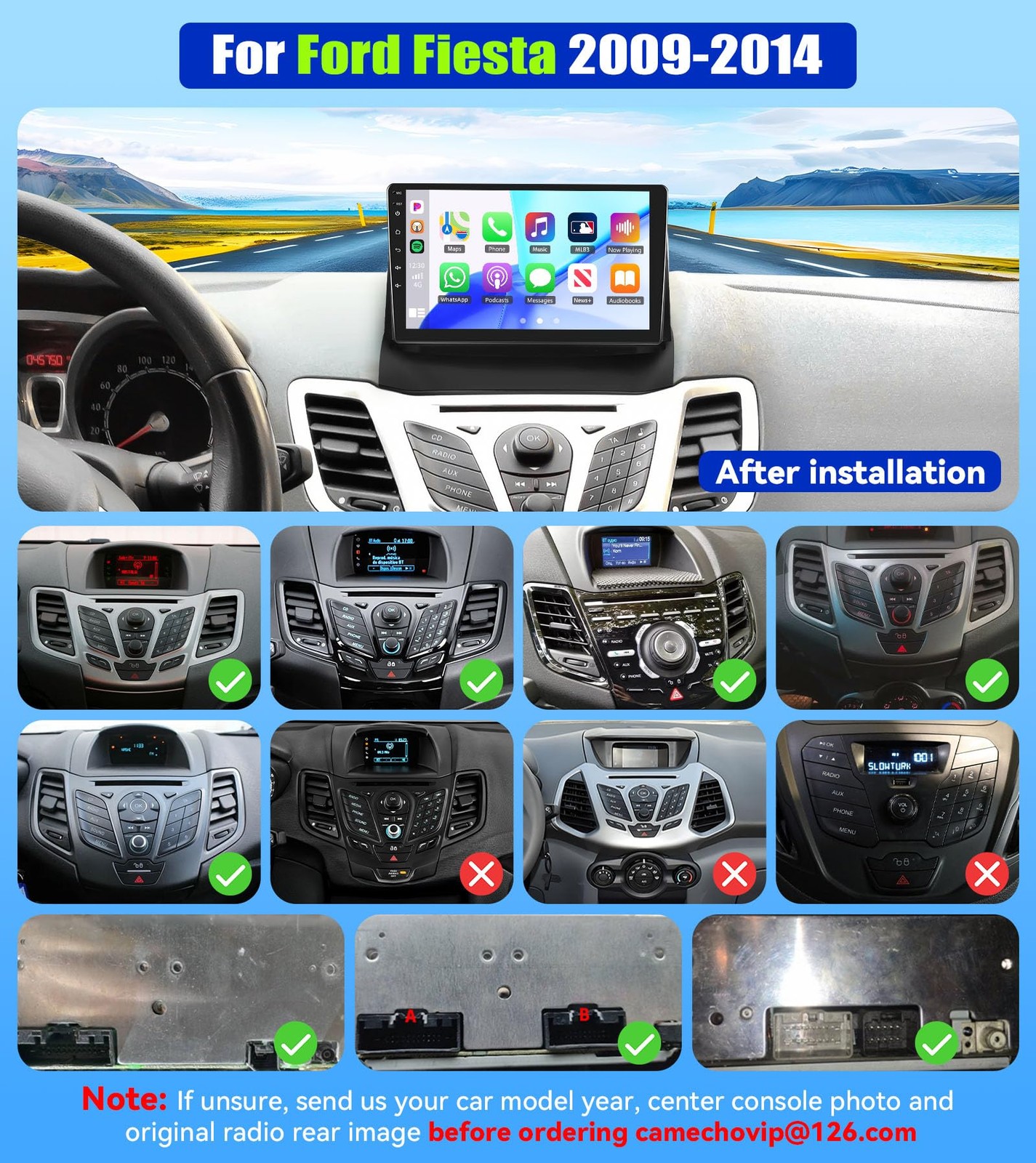 2+64G for Ford Fiesta 2009-2014 Android 15 Car Stereo 9 Inch Touch Screen Wir…