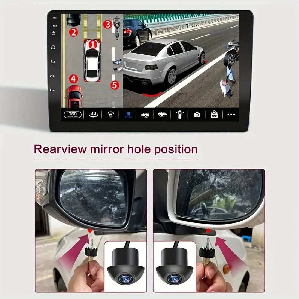 360° Panoramic Night Vision Camera,AHD720P/1080P, Compatible Android Car Radios
