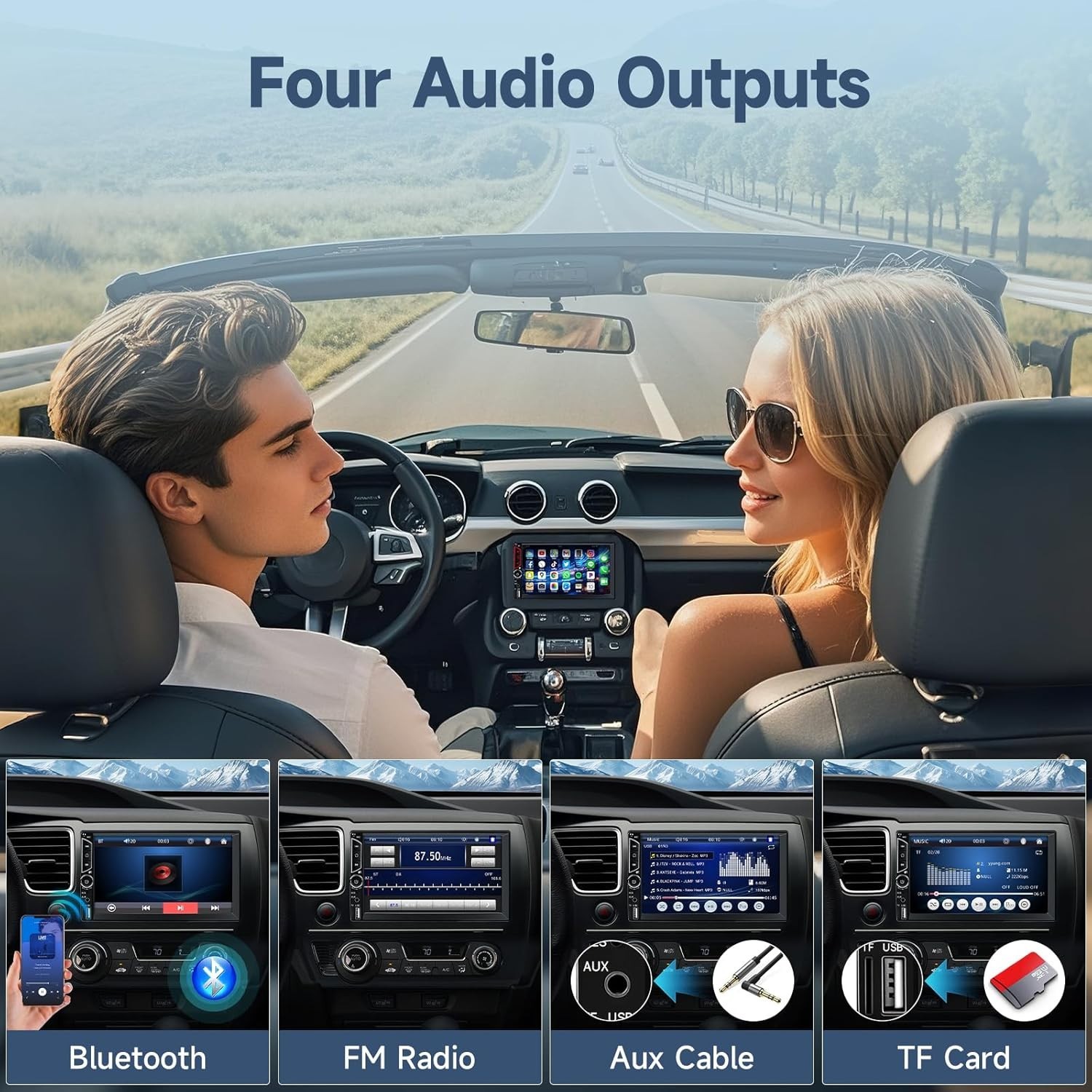 Comprehensive 7-Inch Car Stereo with Mirror Link, Back Camera, & Color Backlight