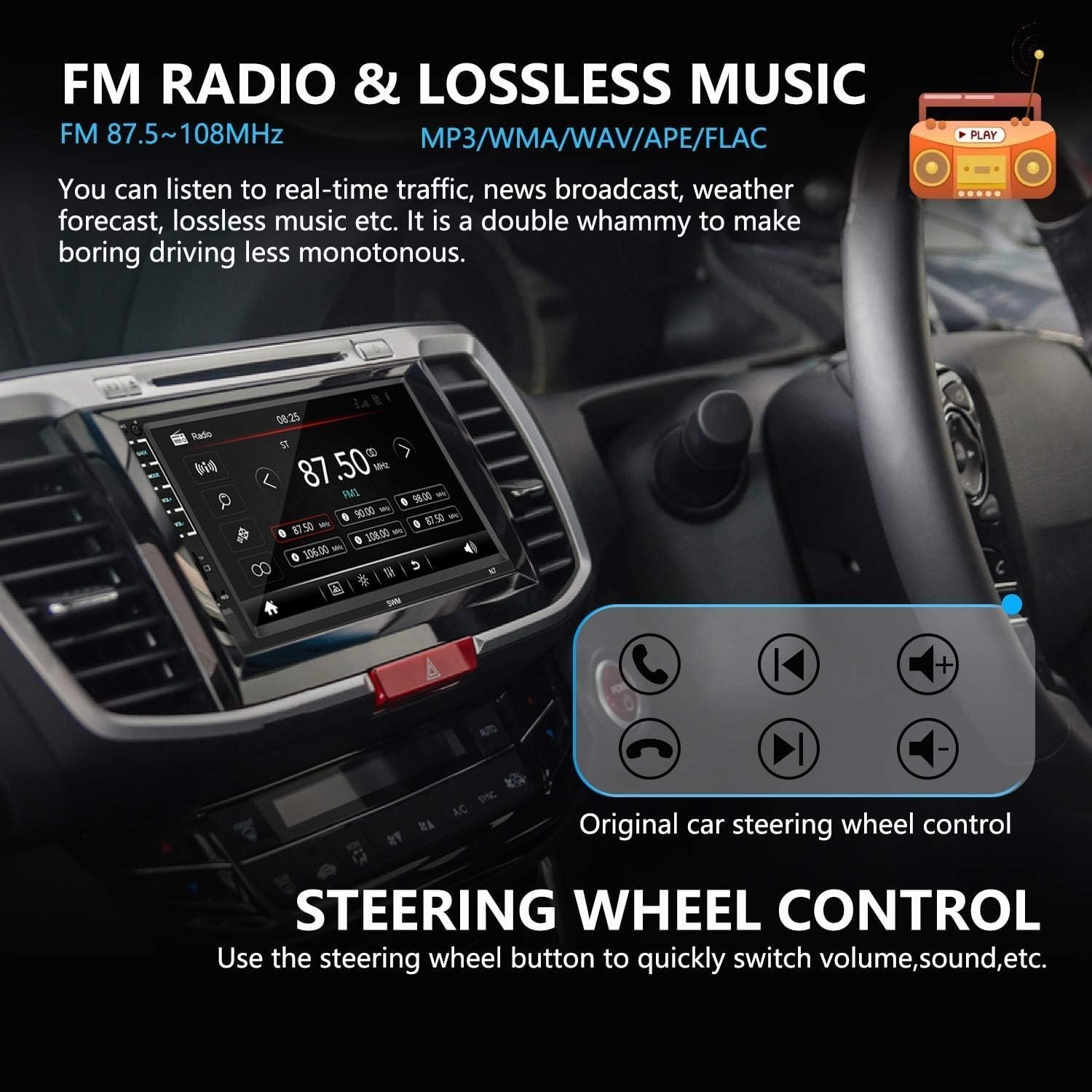 7-Inch Double Din Car Stereo Touch Screen FM Bluetooth USB Video MP5 Player