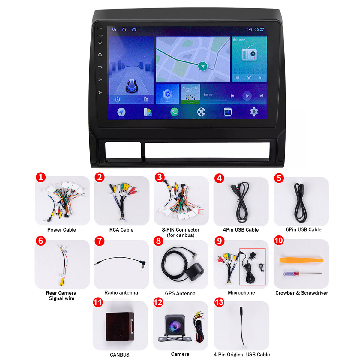 JBL For TOYOTA TACOMA 2005-2013 9″inch CarPlay Android Car Stereo Radio WiFi GPS