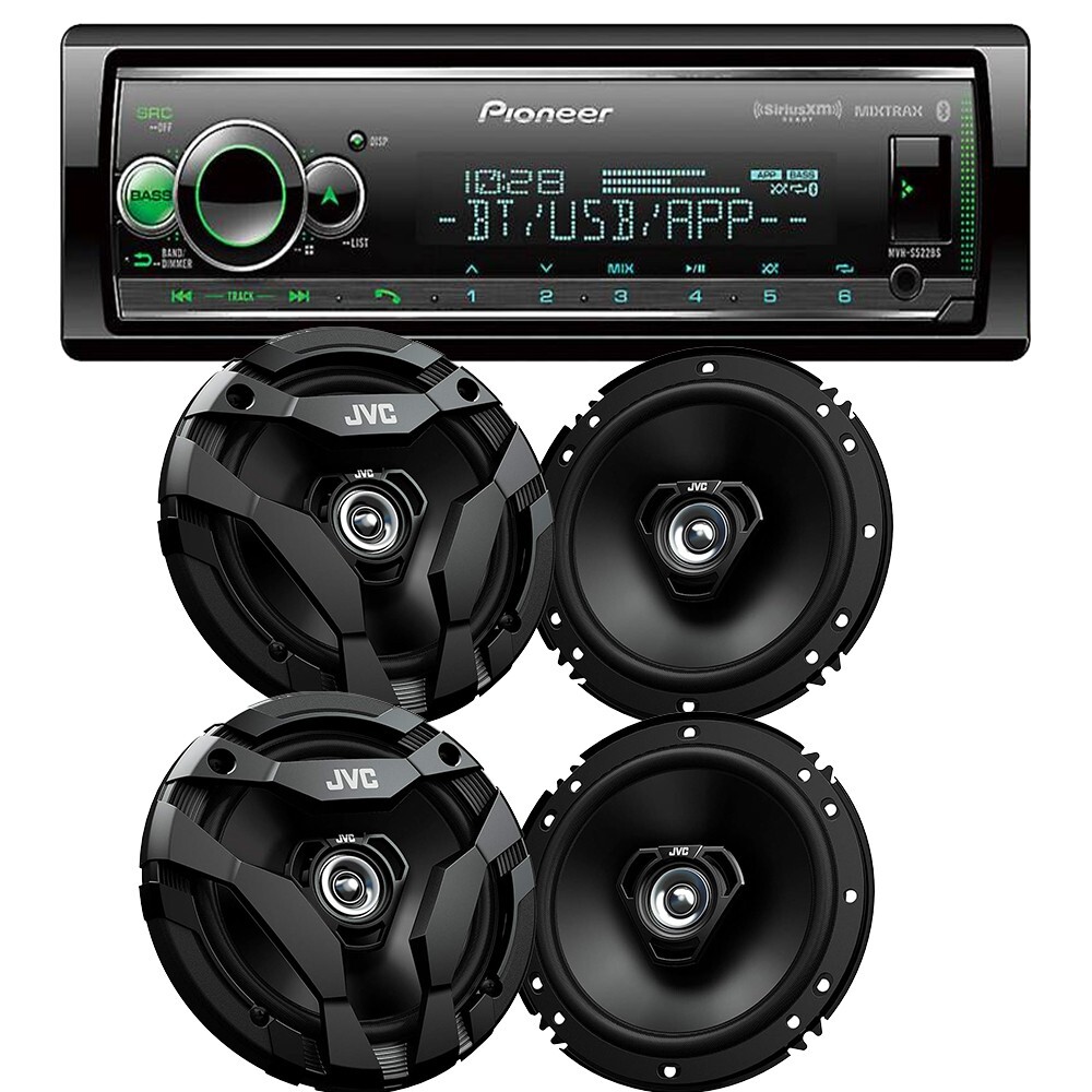 Pioneer MVH-S522BS Bluetooth Car Stereo & 4X JVC CS-DF620 300W 6.5″ Speakers