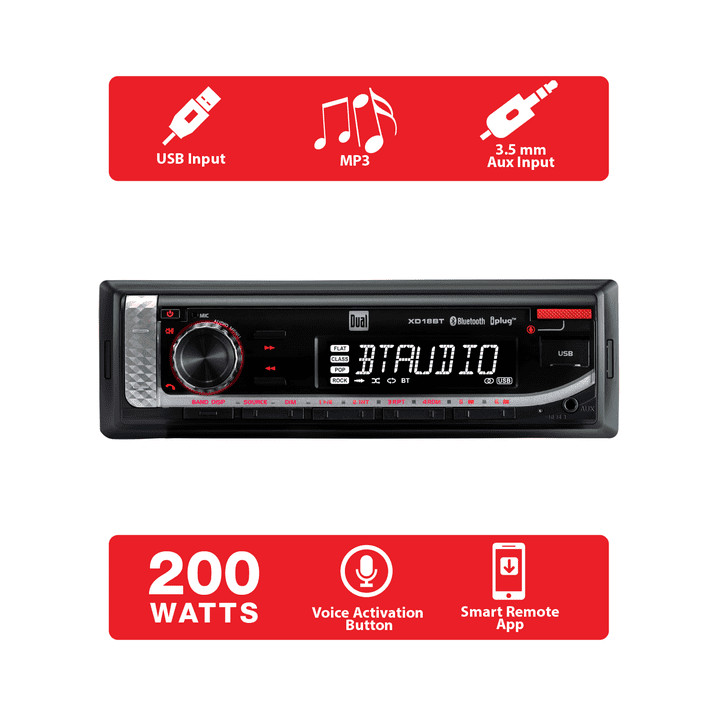 NEW Dual XD18BT Bluetooth AM/FM Digital Car Stereo Single DIN 200W USB