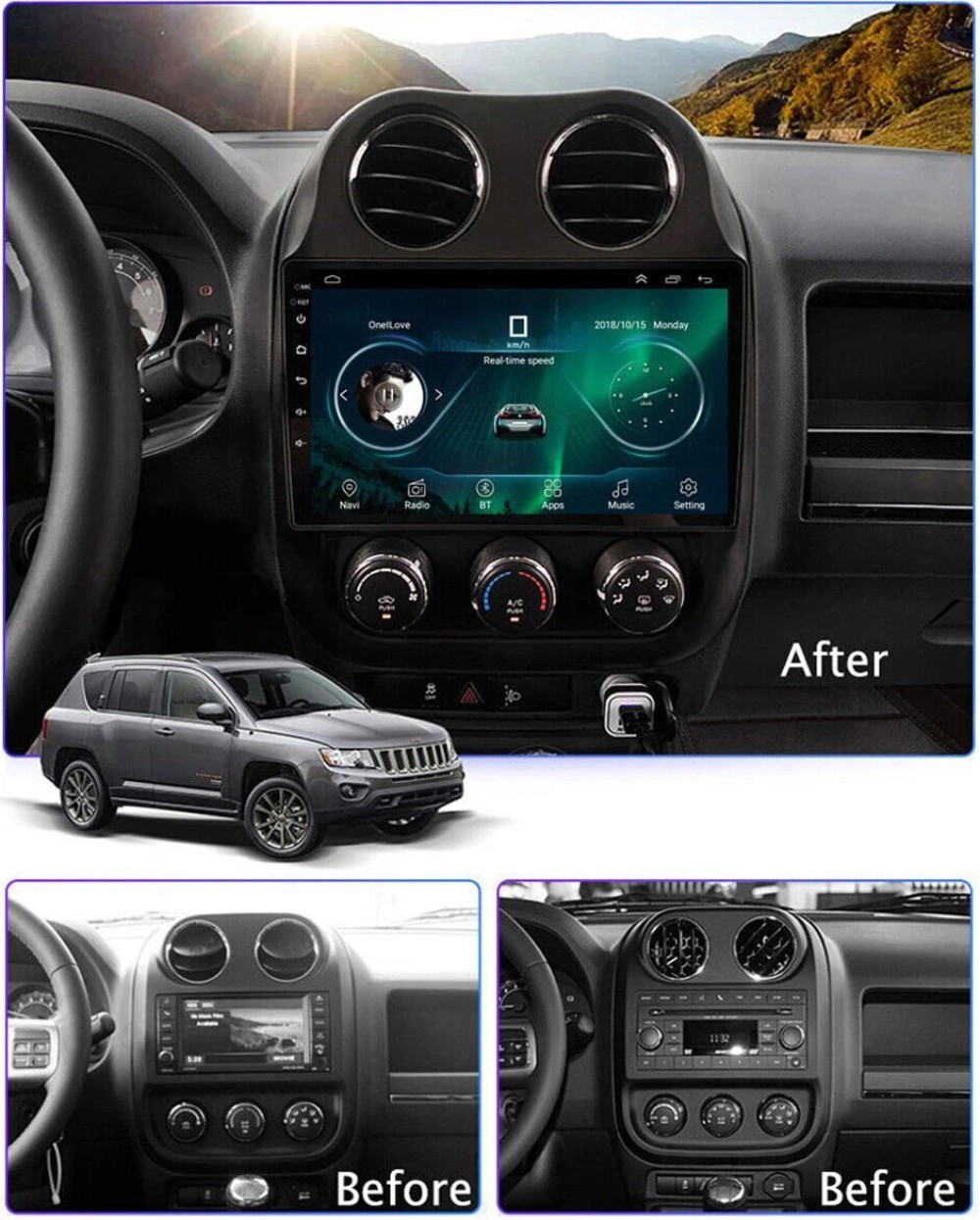 32GB Android 15 Car Radio For Jeep Compass 2009-16 Apple Carplay GPS Navi Stereo