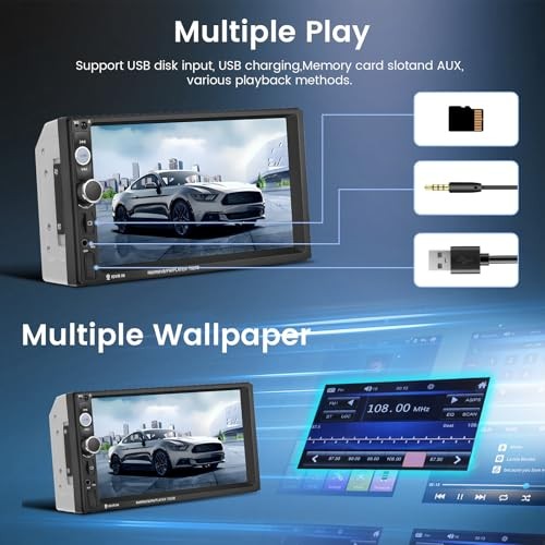 Double Din Car Stereo 7-Inch Touch Screen Car Radio with 7 Inch MP5 Player