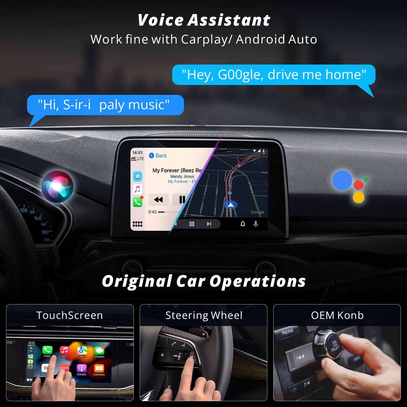 ATOTO Wireless Carplay Dongle Android Auto Adapter USB Car Connect Box Adapter