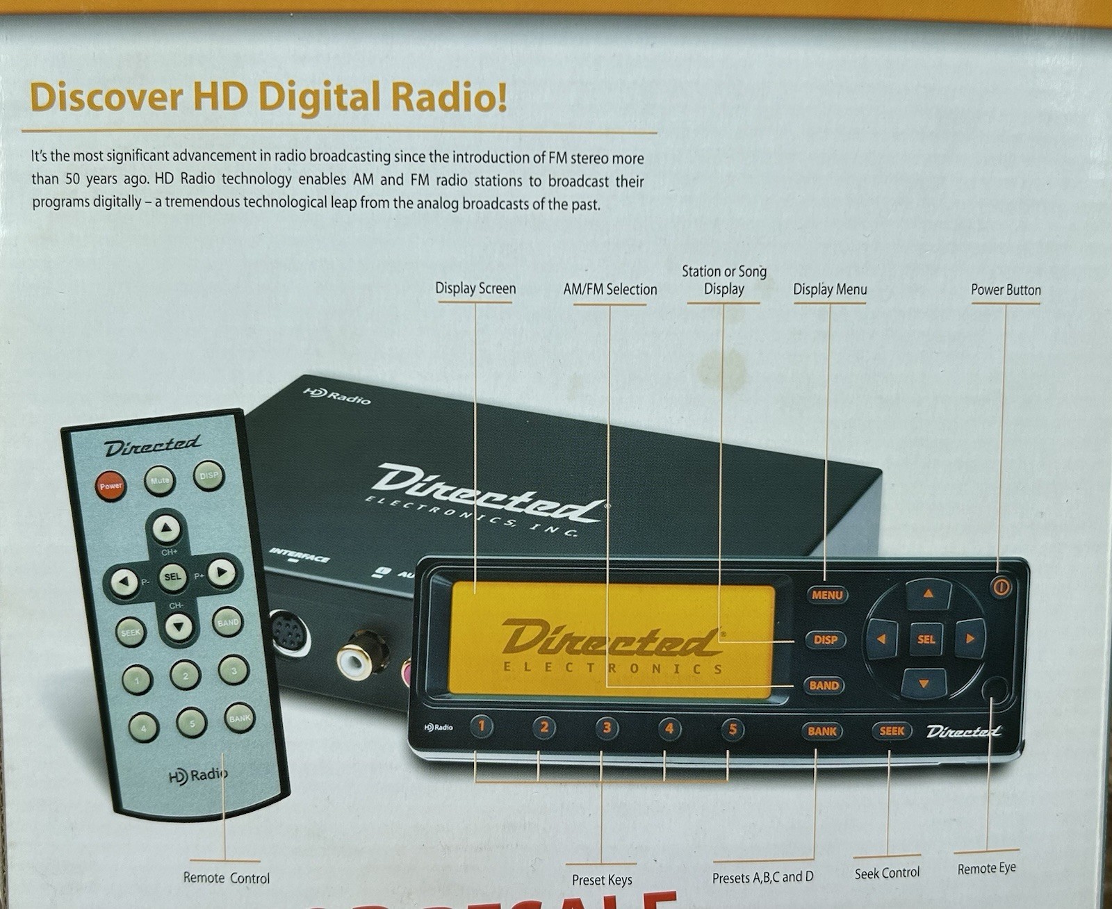 NEW Directed Electronics HD Car Connect Radio w/ Remote Model DMHD-1000 Open Box