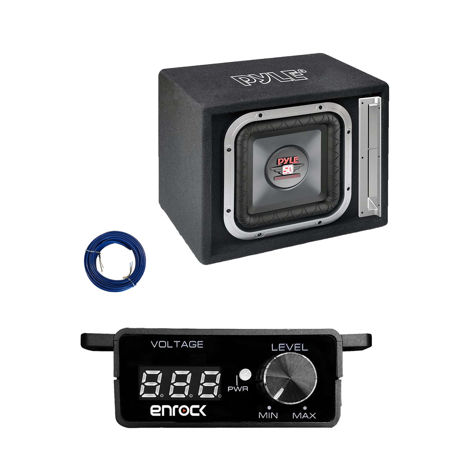 Pyle 10″ Single Series 800W Rear Vented Subwoofer Enclosure, Bass Knob w/ Wire