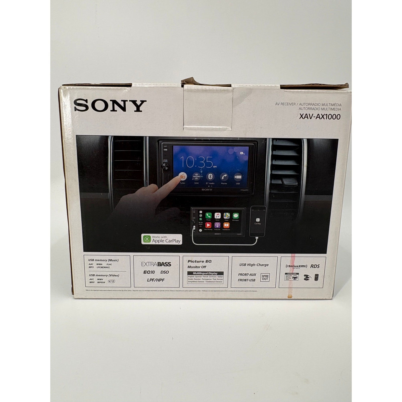 Sony XAV AX1000 Apple CarPlay Bluetooth Multimedia Player AM FM XM USB Aux 6.2″