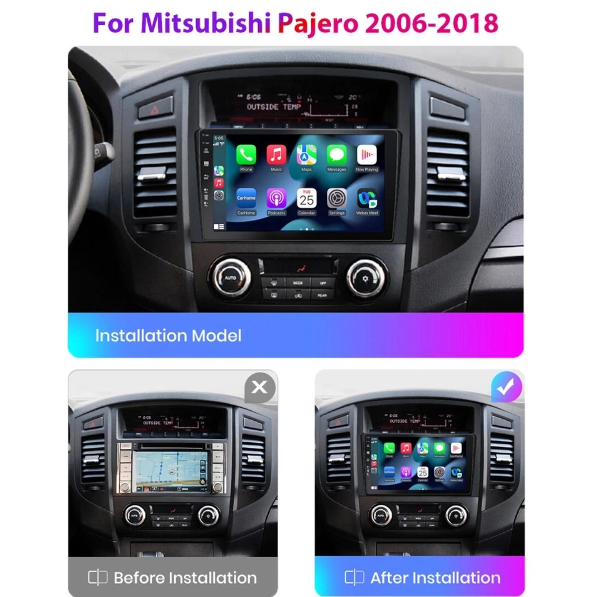 6G+128G CarPlay Car Radio For Mitsubishi Montero 2006-2019 Android 15 GPS Navi