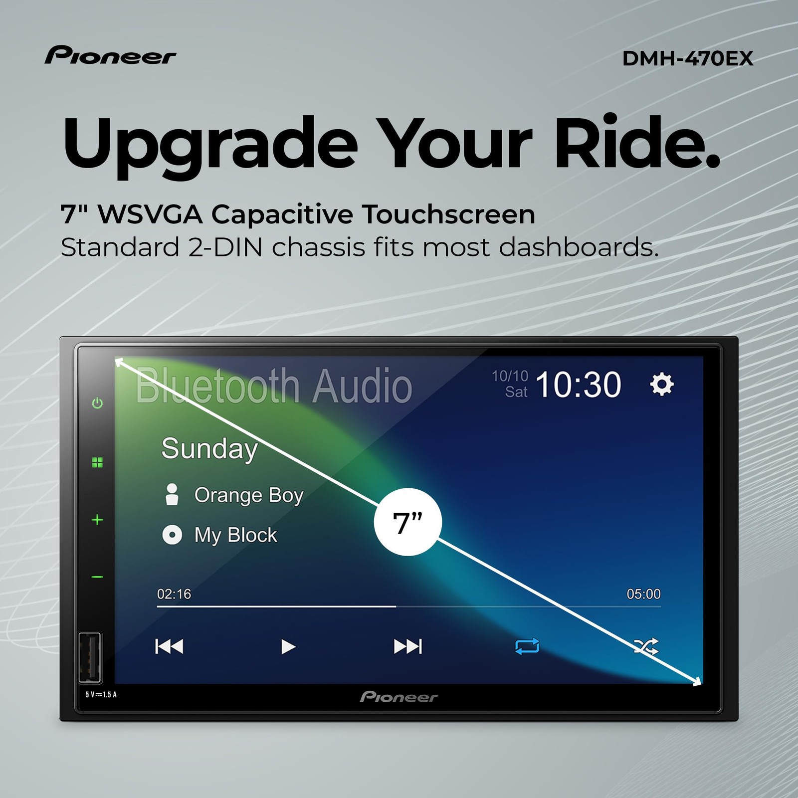 Pioneer DMH-470EX 7” Double-Din Digital Media Receiver Car Stereo – Bluetooth…