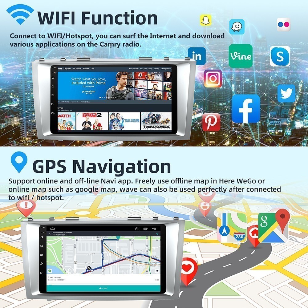 For Toyota Camry Car Radio Stereo Carplay SWC Wireless