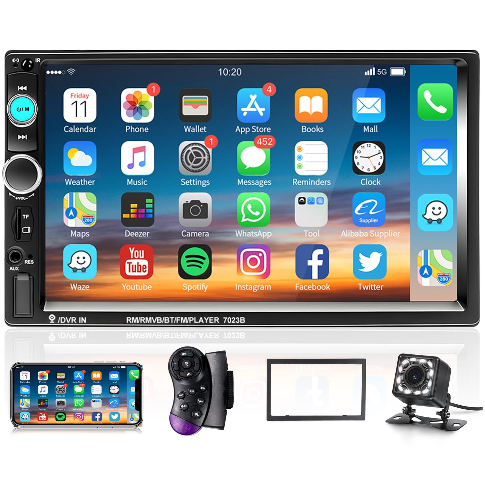 Podofo Car Stereo Double Din Radio 7 Inch MP5 Player with HD Touch…
