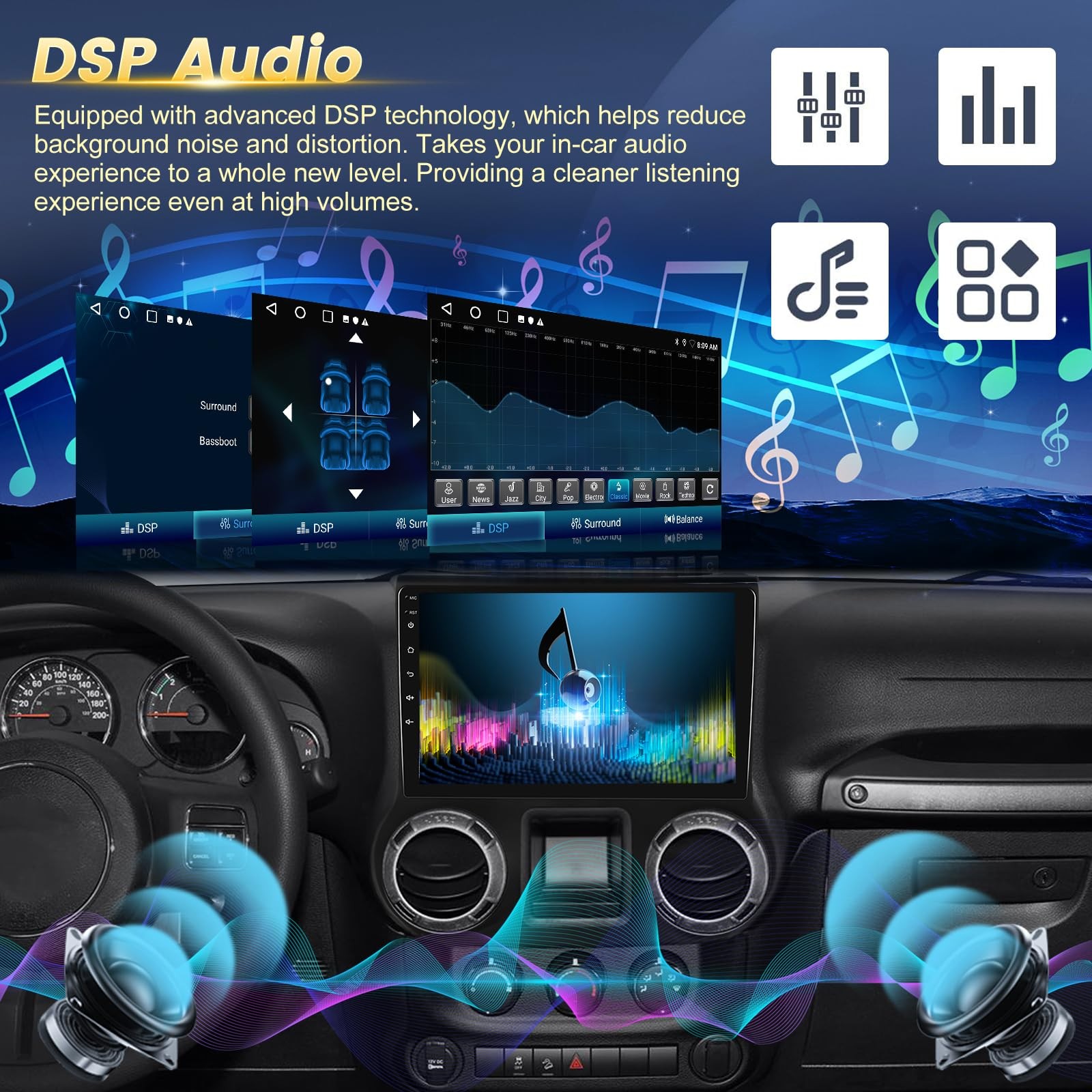 [2G+64G] 10 inch Screen for Jeep Wrangler Radio 2015 2016 2017, Android Wrang…