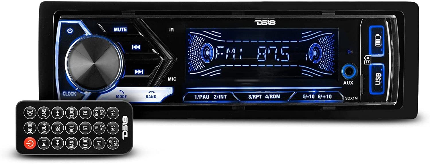 DS18 1 Single Din Bluetooth Radio Car Stereo Audio AUX/FM/SD/MP3 Player Remote