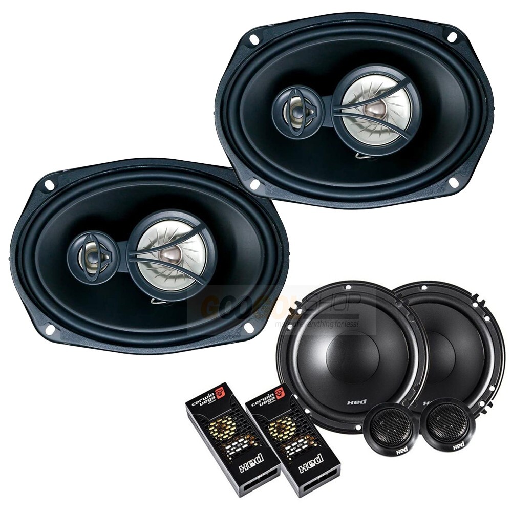 Single DIN Car Stereo MP3 Receiver + 6.5″ component & 6×9 coax speakers Package