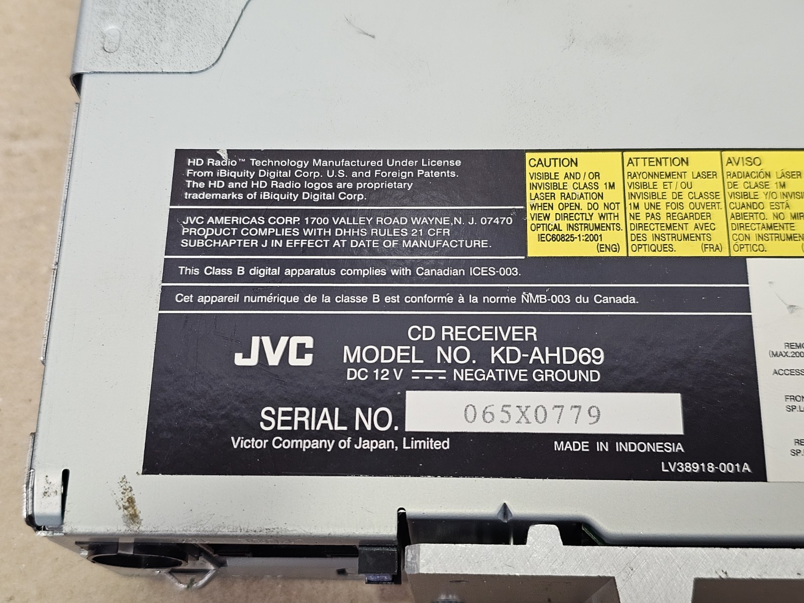 JVC KD-AHD69 Car Radio MOSFET MP3 Arsenal HD radio With USB Stereo