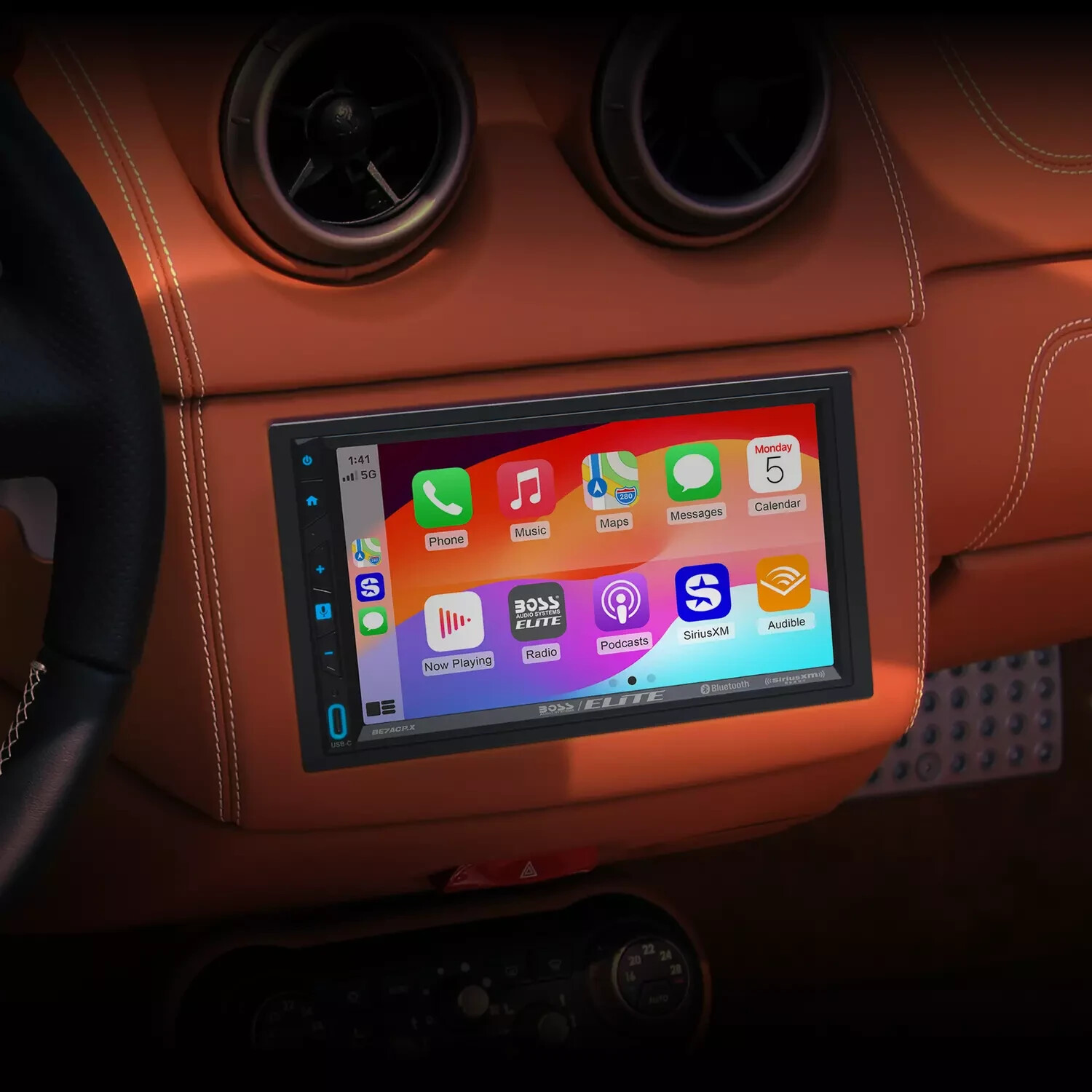 BOSS Double DIN 7″ Receiver Apple Carplay/Android Auto SiriusXM Camera BE7ACP.XC