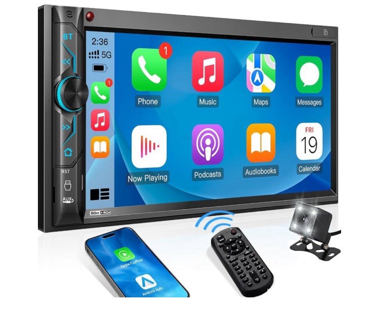 Double Din CarPlay Multimedia System: 7 Inch Touchscreen Car Stereo Receiver