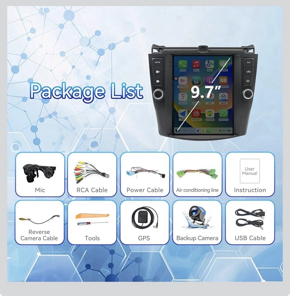 🔥9.7″ Car Stereo Radio Carplay-Honda Accord 2003-2007 Android 13 GPS Nav WIFI