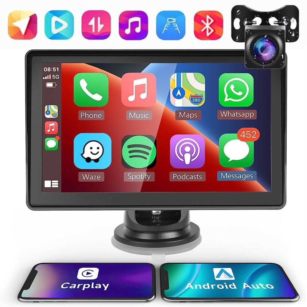 Portable wireless radio car stereo Apple CarPlay Android 7″ touch screen