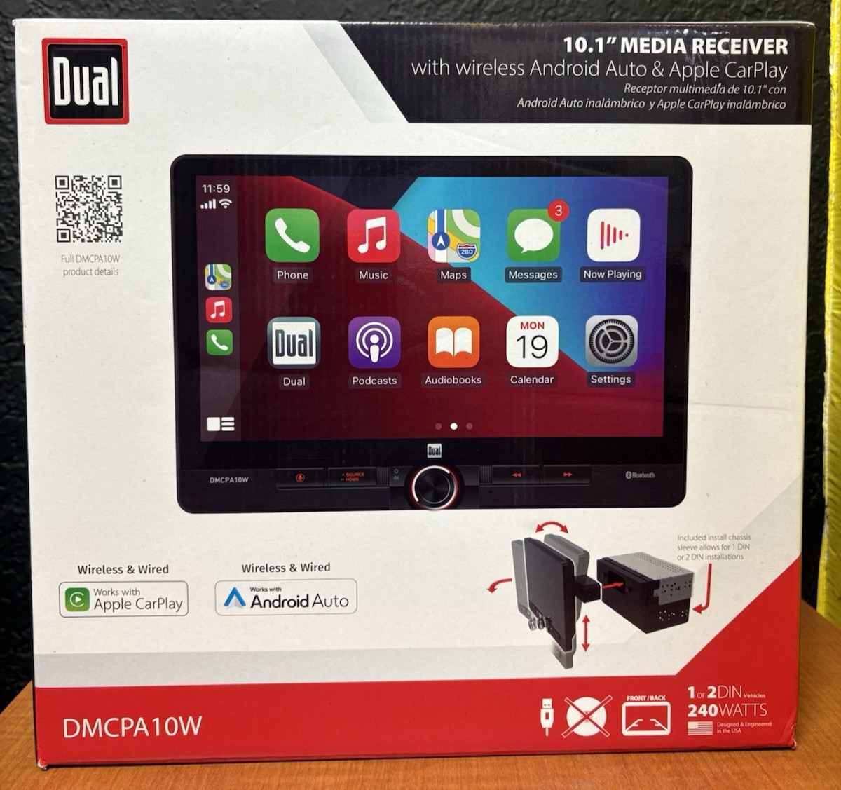 Dual Electronics 10.1″ Touchscreen Car Stereo Receiver with Wireless Apple CarPl