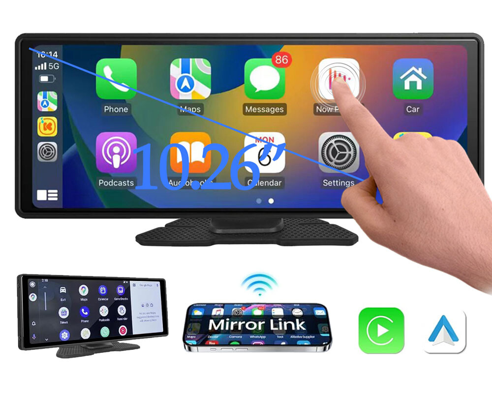 10.26″ Portable Car Stereo Touch Screen GPS USB CarPlay Android Auto Bluetooth