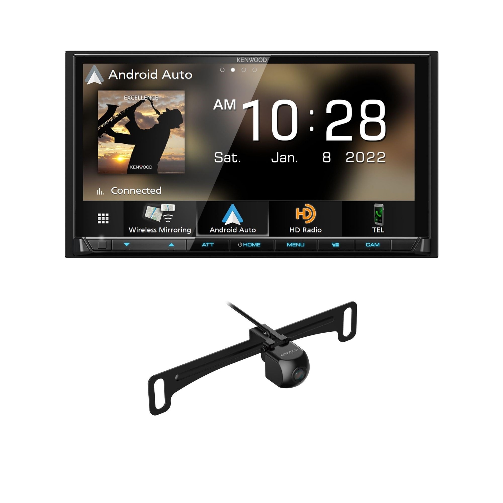 KENWOOD DMX908S 6.95″ AM FM BT CarPlay Stereo + Kenwood CMOS-240U Backup Camera
