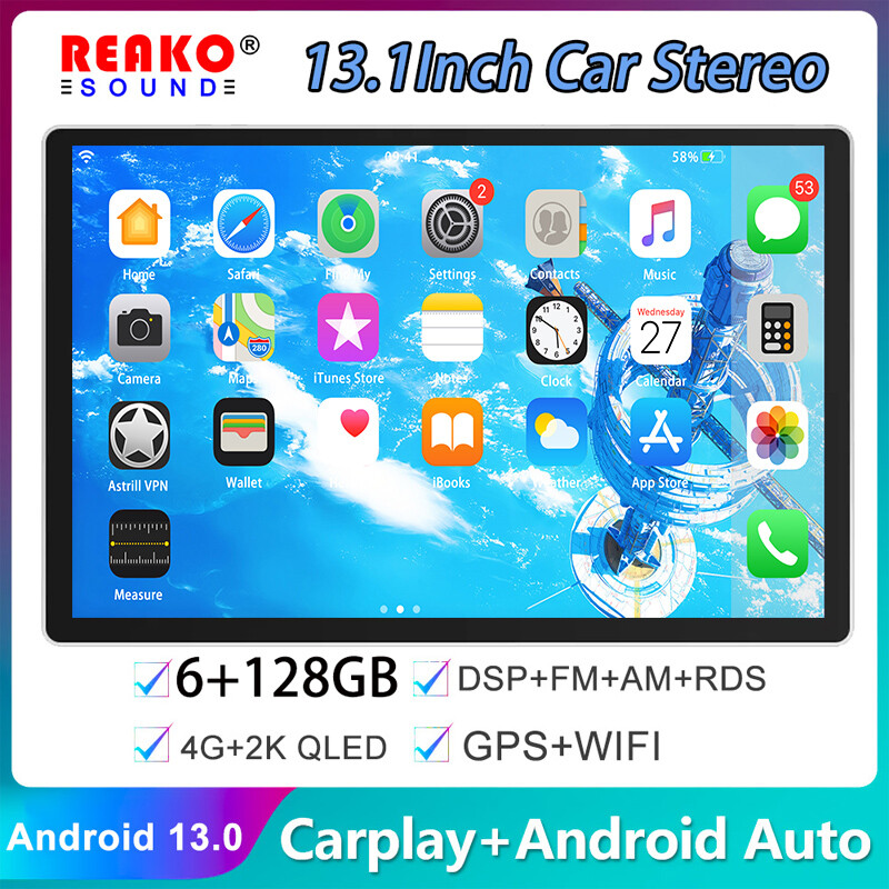 13.1”QLED 6+128G Car Radio Stereo Carplay GPS Navi 4G Lte DSP Android 13.0 WiFi