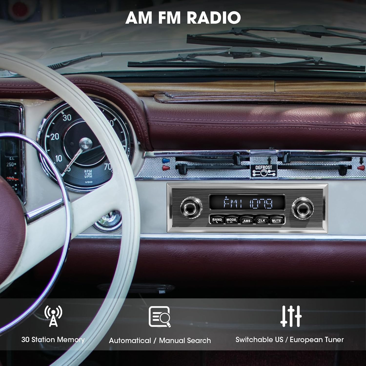 Bluetooth Retro Radio for Classic Vehicles: Single Din Vintage Stereo for Car –