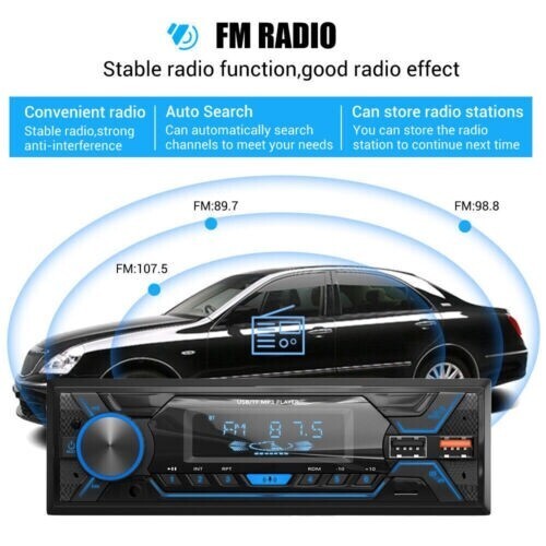 Single 1Din Car Stereo Audio In-Dash Bluetooth MP3 Player Head Unit FM/AUX/USB