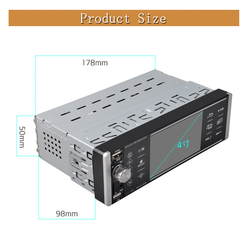 1 Din Car Radio Bluetooth 4 Inch FM 2USB Android Sapacitive Screen Smart Voice