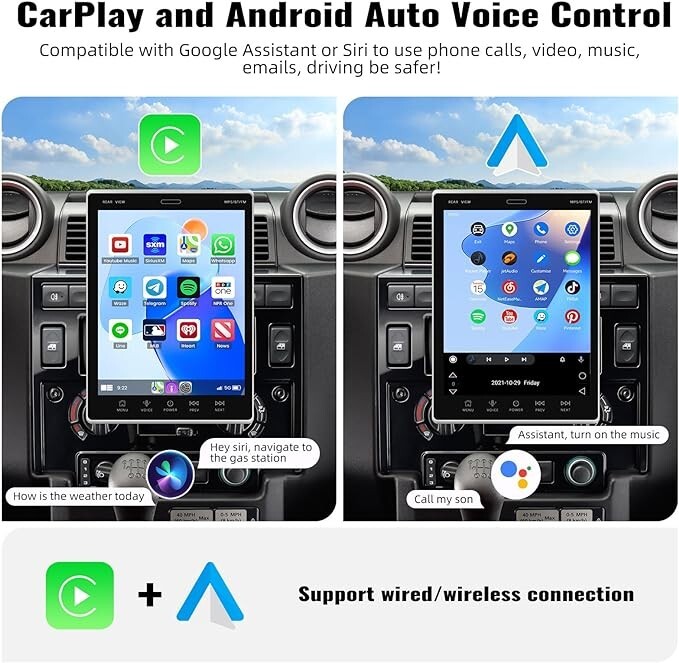 Car Multimedia Player Universal Vertical Screen 9.5 Inches