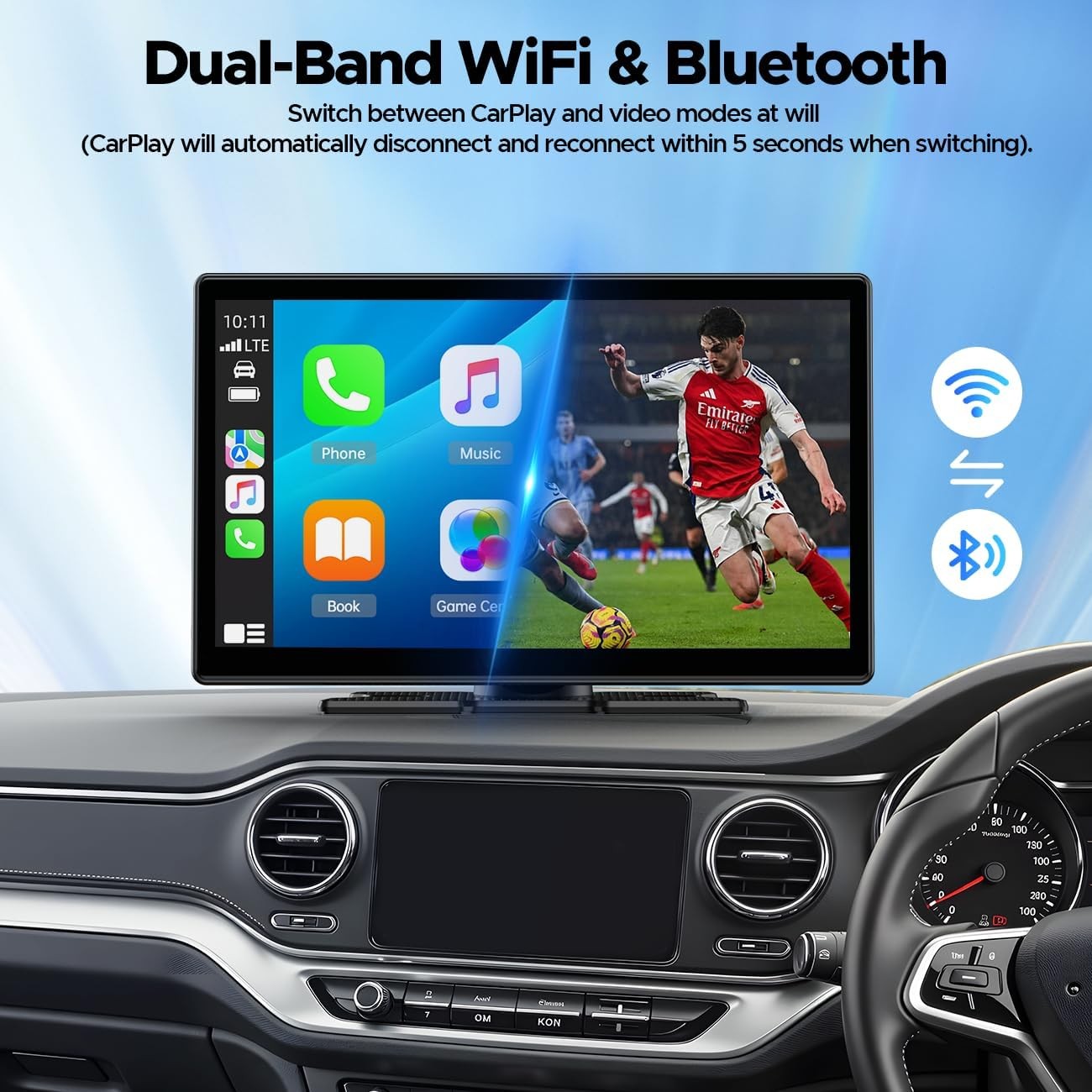3-in-1 9″Carplay Screen with Net-Flix YouTube,Upgraded Wireless AI Video BOX