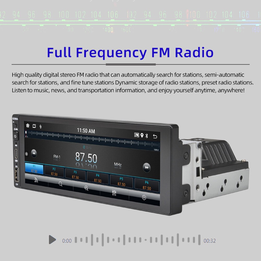 Single DIN 6.9” Android Touch Screen Car Stereo GPS Wifi Wireless Carplay