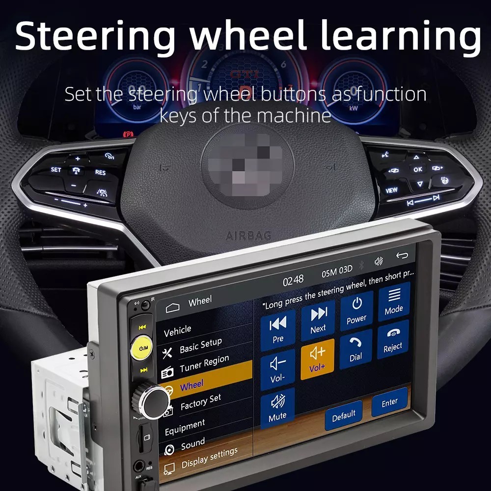 Single 1Din 7″ Touch Screen Stereo Bluetooth Car Radio Apple/Android Carplay GPS