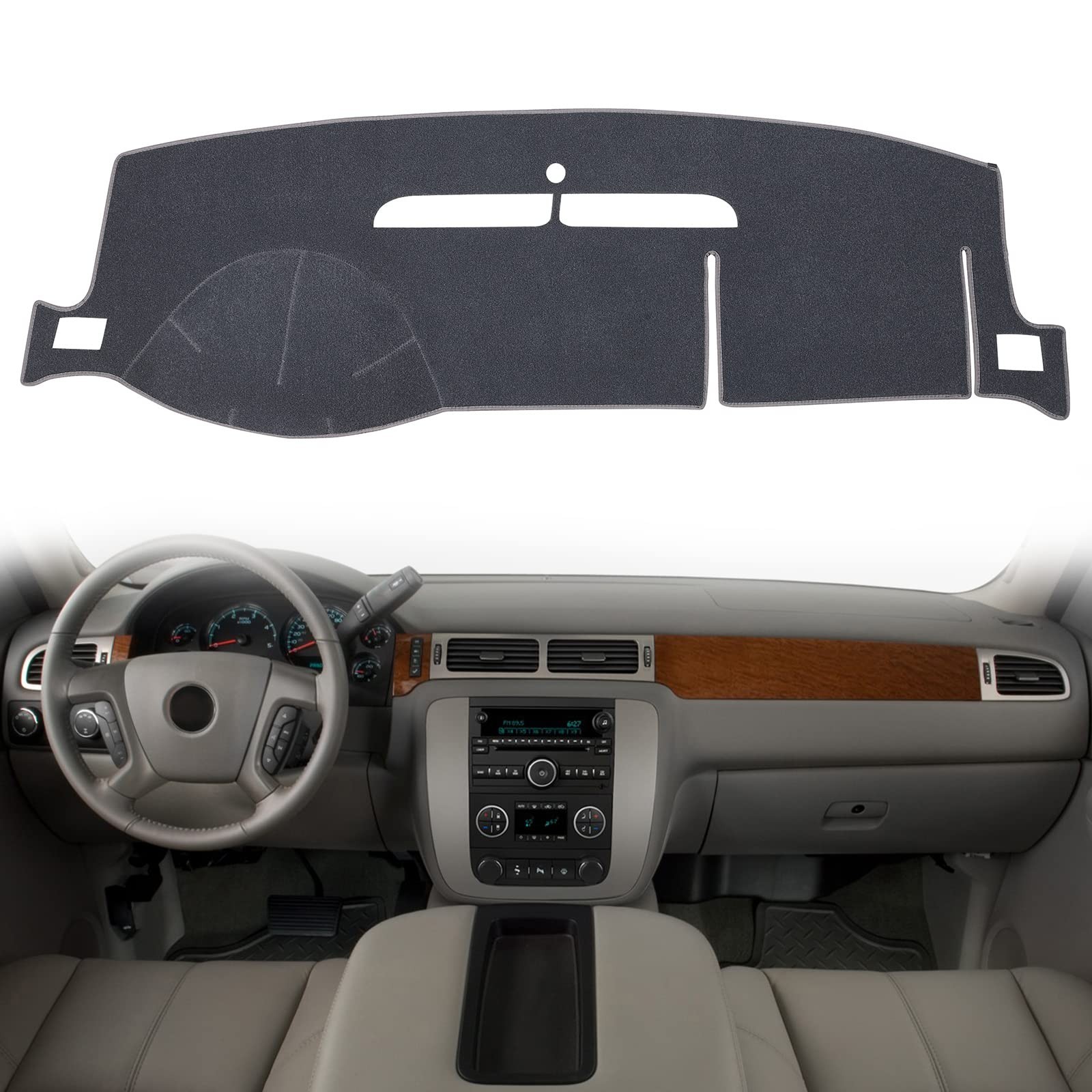 Gray Polyester Dashboard Cover – Fit for 2007-2014 Chevy Tahoe, Avalanche, Su…
