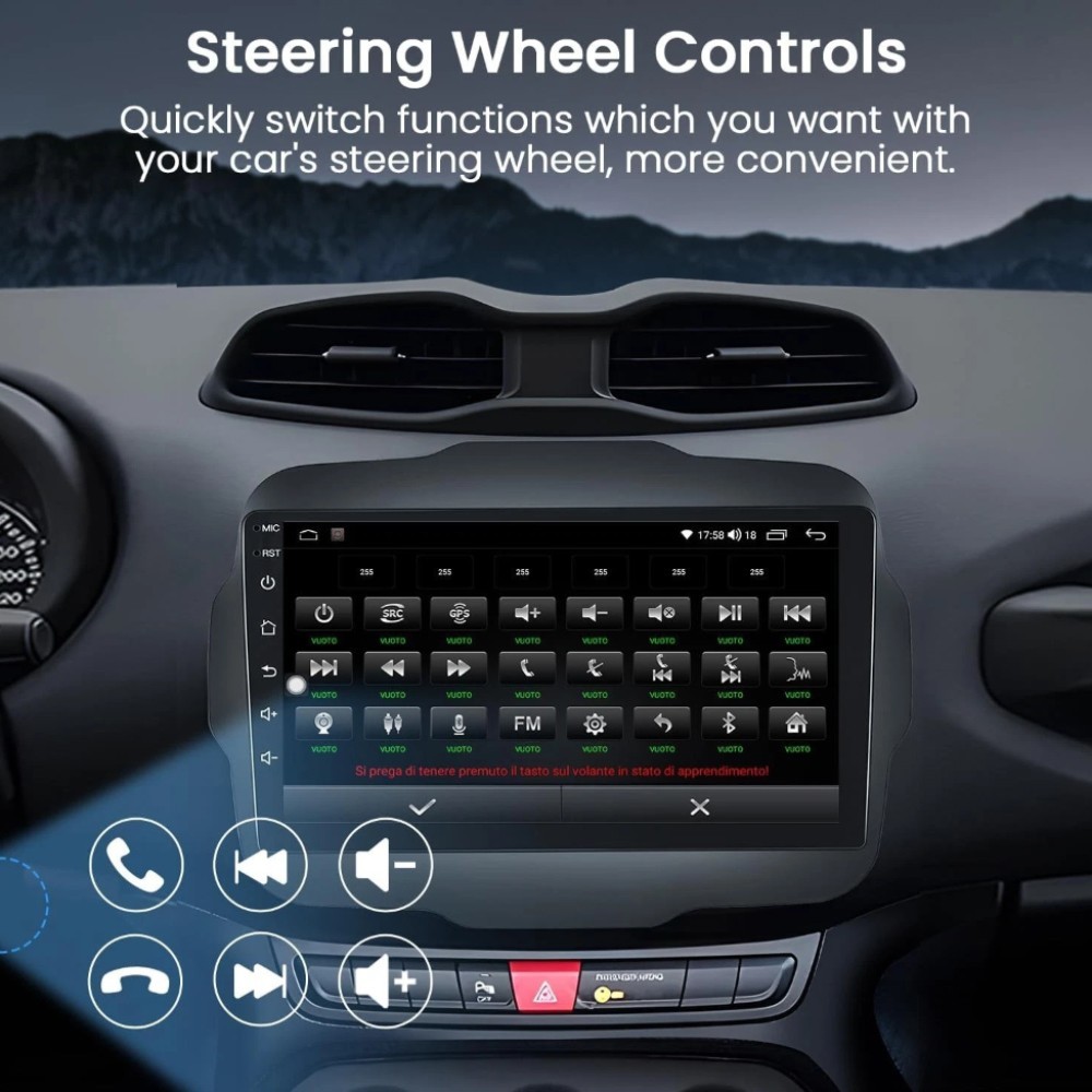 For Jeep Renegade 2015-2020 Apple Carplay Android 15 Car Stereo Radio GPS Navi