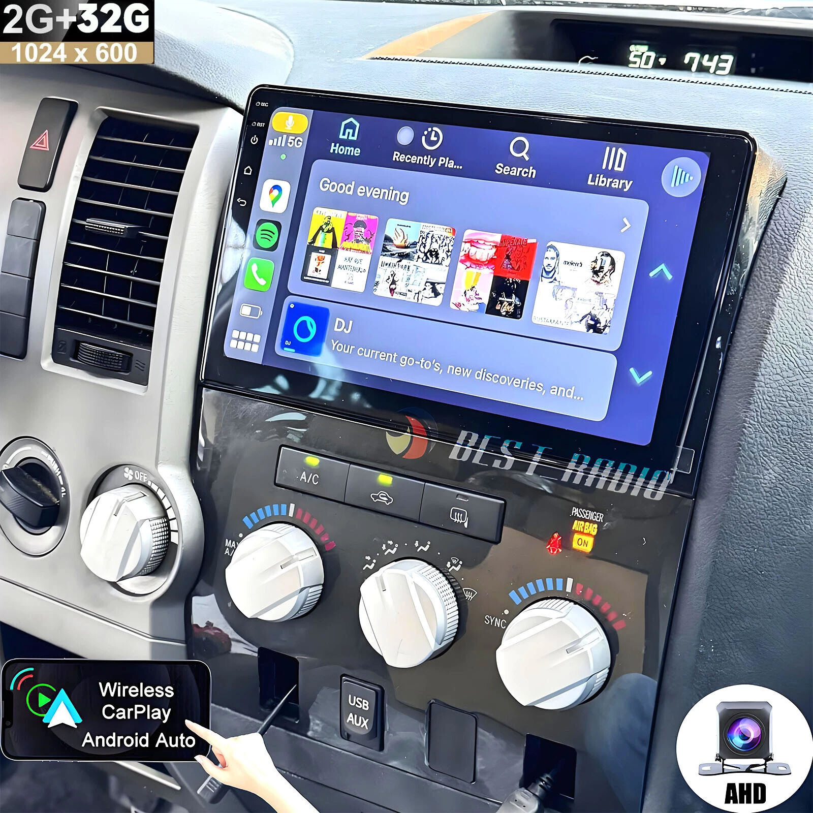 For Toyota Tundra 2007-2013 Sequoia 2008-2019 Android 12 Car BT Stereo GPS Radio