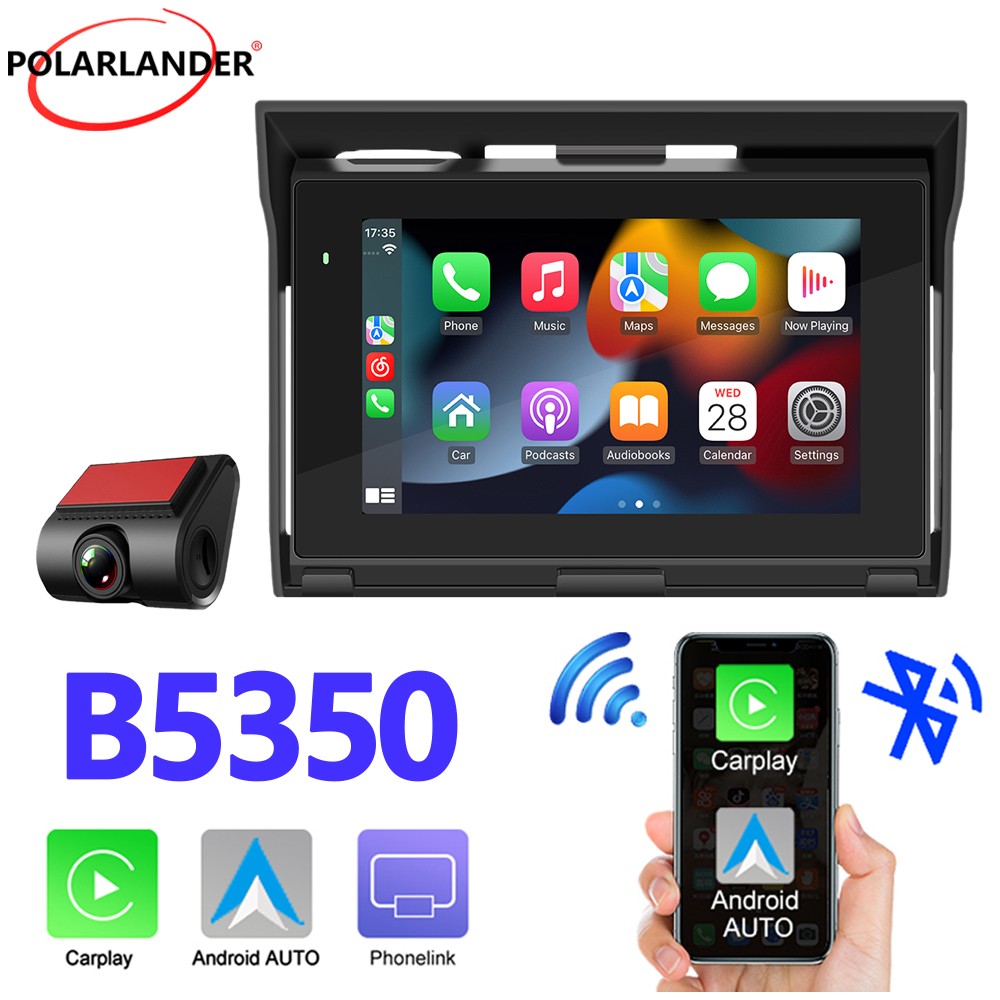 DVR Support Android Auto 5″ Motorcycle MP5 Player Bluetooth 5.0 CarPlay