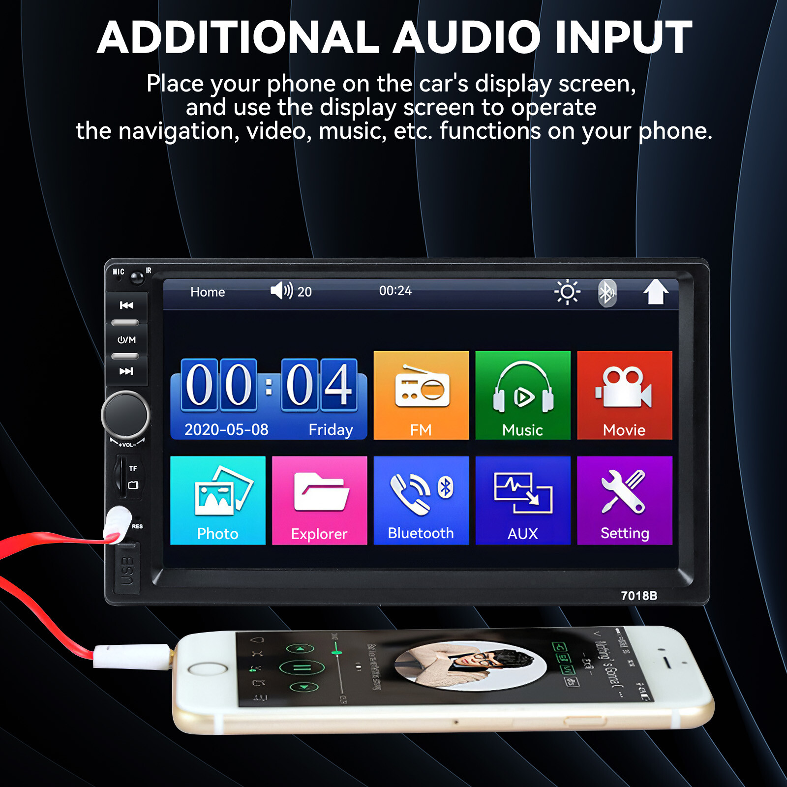 Double 2 Din 7” Car Stereo Touch Screen Car Radio Apple CarPlay Android Auto BT
