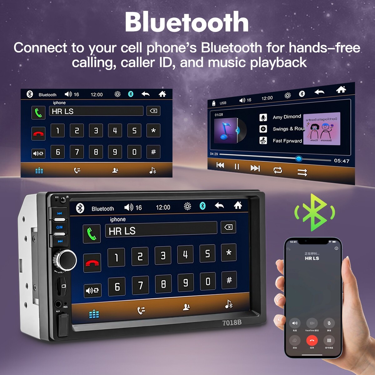 7″ Double DIN Touchscreen MP5 Car Stereo Bluetooth FM USB AUX Video Player