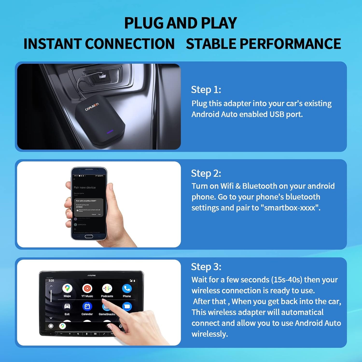 CARLIMEKI Wireless AA Android Auto Audio Adapter ZB001-AA *NEW